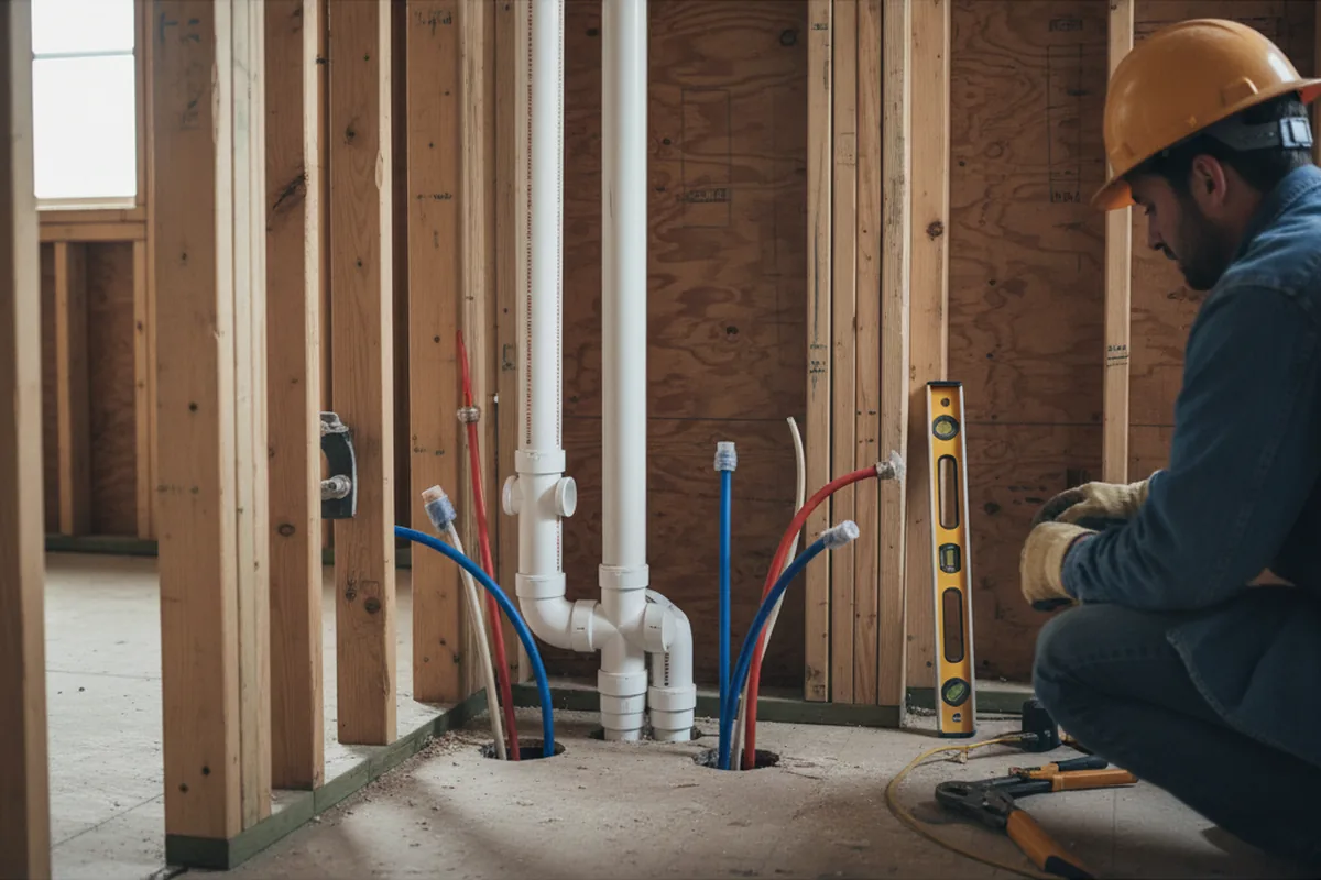 Drain and supply rough-in during Leak Detection in Tomball