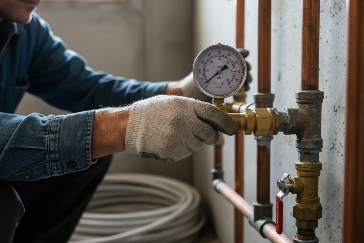Pressure testing a repaired line during Water Line Repair in Tomball